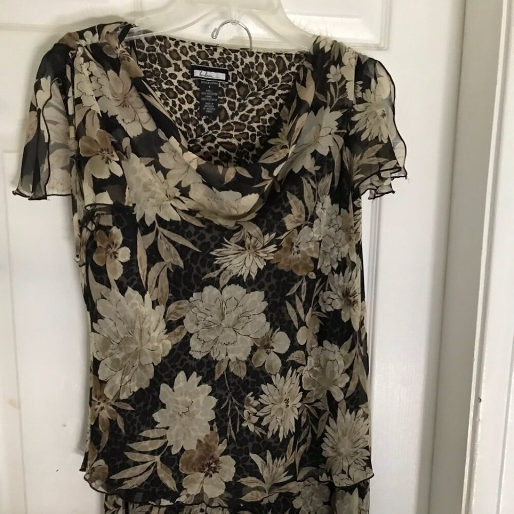 Believe By Brilliance Floral & Leopard Print Skirt & Blouse Set